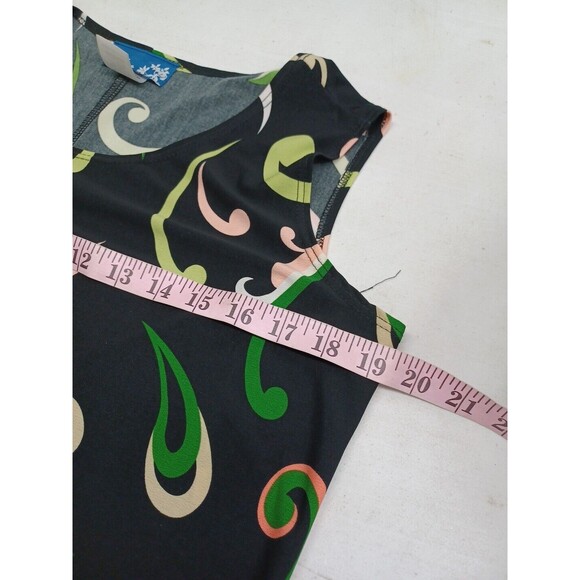 CSC Womens Black Green Dress M USA Made Vacation Travel Comfort Stretch Artsy - Picture 7 of 9